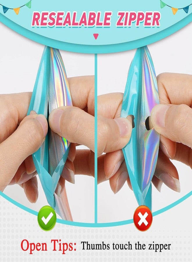 TRUE SHOP HOLOGRAPHIC BAGS MYLAR CLEAR, WINDOW SMELL PROOF, FOIL SEAL POUCH RESEALABLE WITH ZIPLOCK,PACKAGING BAGS FOR FOOD STORAGE,JEWELRY,BUSINESS SUPPLLY COLOR BLUE ORANGE (20, 9X16 CM) - Image 4